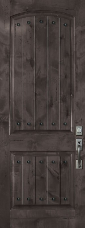 Arch 2 Panel with Clavos (Knotty Alder) - 8'0" Wood Door