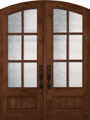 6 Lite TDL Arch Top Knotty Alder Double - 8'0" Wood Door