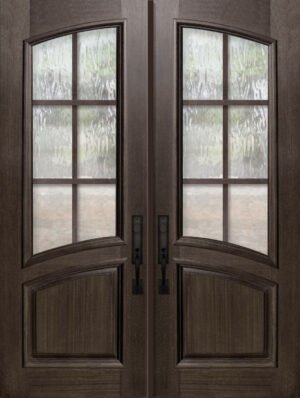 6 Lite SDL Arch Lite & Rail Double - 8'0" Wood Door