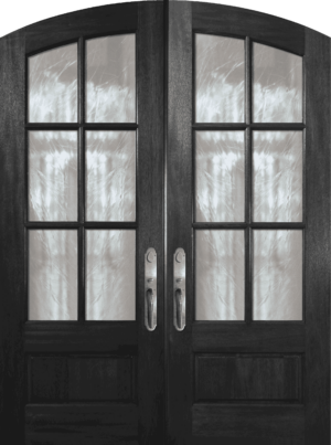 6 Lite TDL Arch Top Mahogany (Water Glass) Double - 8'0" Wood Door