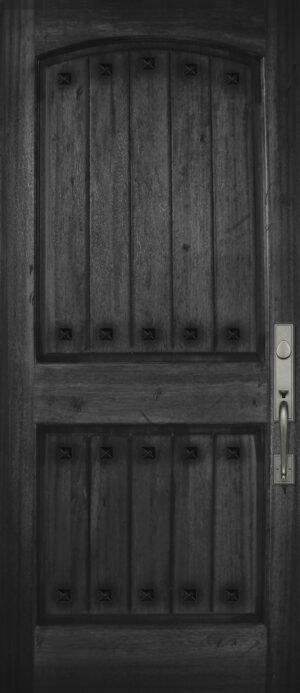 Arch 2 Panel V-Grooved with Clavos - 6'8" Wood Door