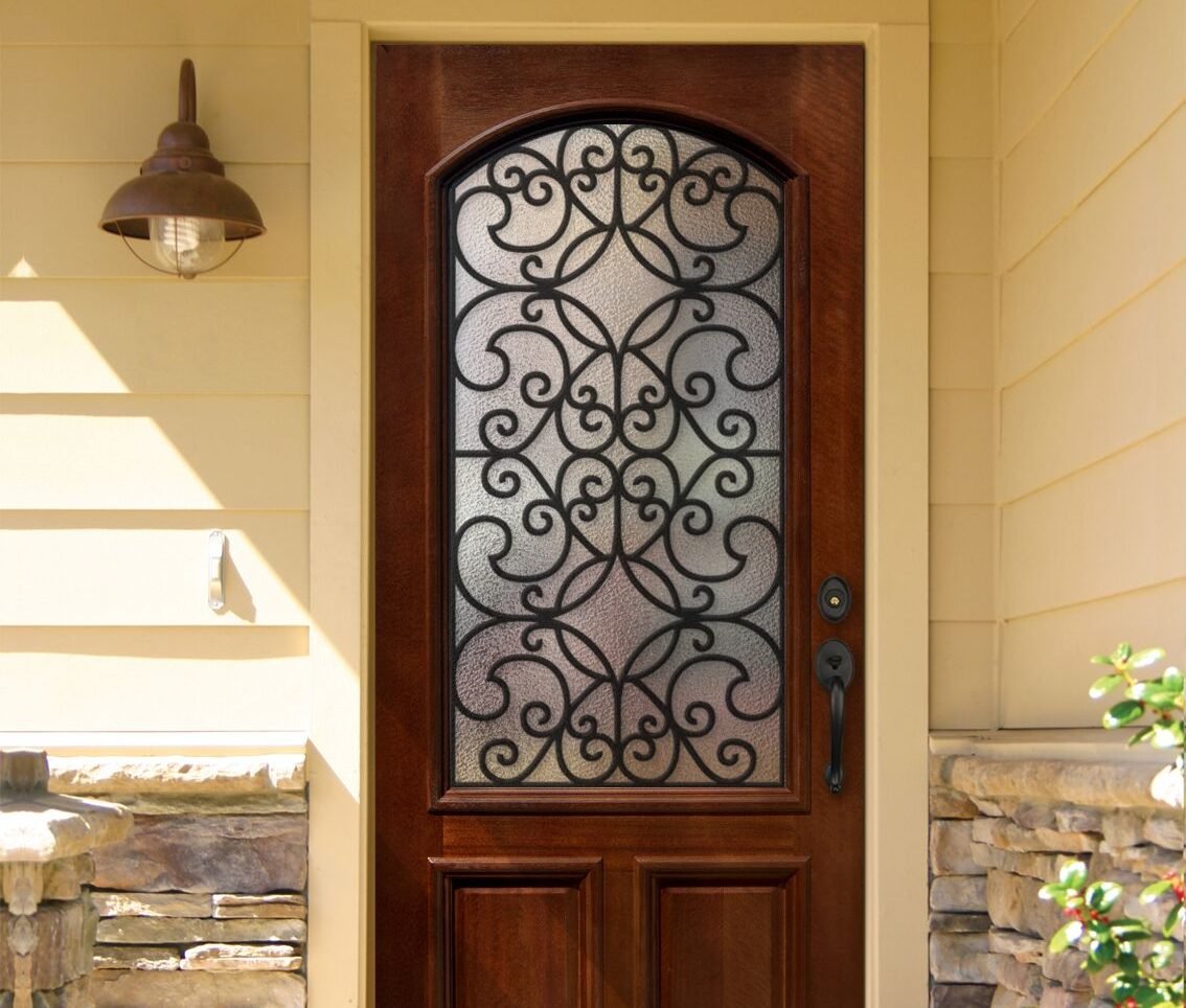 Brown GlassCraft Front Door with Grill Between Glass