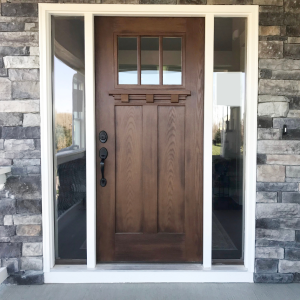 modern home entryway with engineered wood door